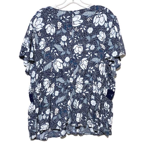 Lane Bryant Illusion Floral Blouse 22 Babydoll Lace Flutter Fairycore Boho Flowy - Picture 4 of 9